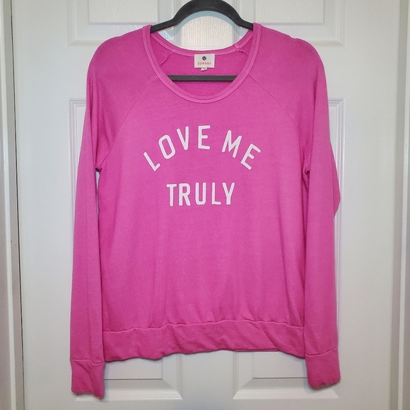 Sundry Pink Love Me Truly Pull Over Sweatshirt Sz S - Picture 1 of 11